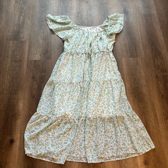 Time and Tru Floral Casual Dress with Ruffle Sleeves - Picture 1 of 4